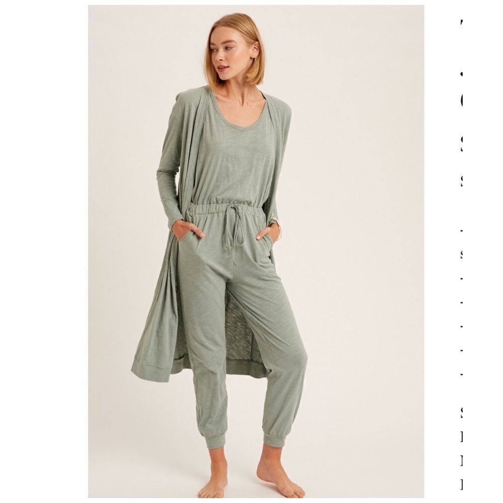 𝅺textured cotton jumpsuit & long cardigan knit sets - Picture 8 of 16